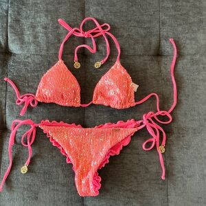 Luli Fama Pink Sequin Bikini